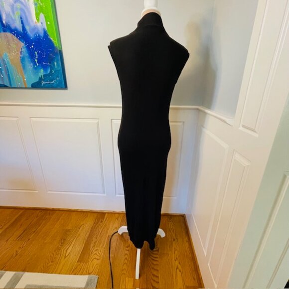 House of Harlow 1960 Black Ribbed Mock Neck Bodycon Maxi Dress Sleeveless Medium - Picture 5 of 8